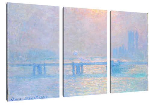 Claude Monet - Le Soleil sur la Tamise à Londres broui Leinwanbild 3Teilig