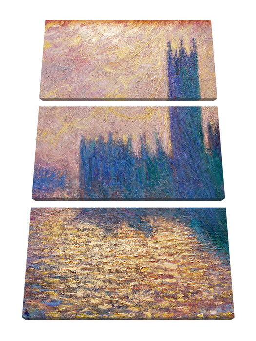 Claude Monet - Claude Monet - Das Parlament von London Leinwanbild 3Teilig