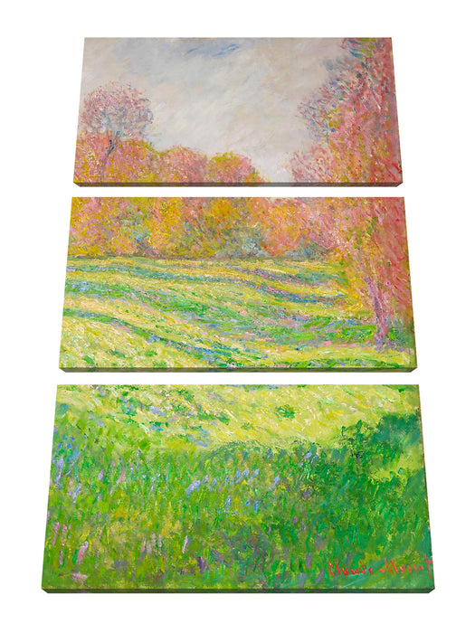 Claude Monet - Wiese in Giverny Leinwanbild 3Teilig