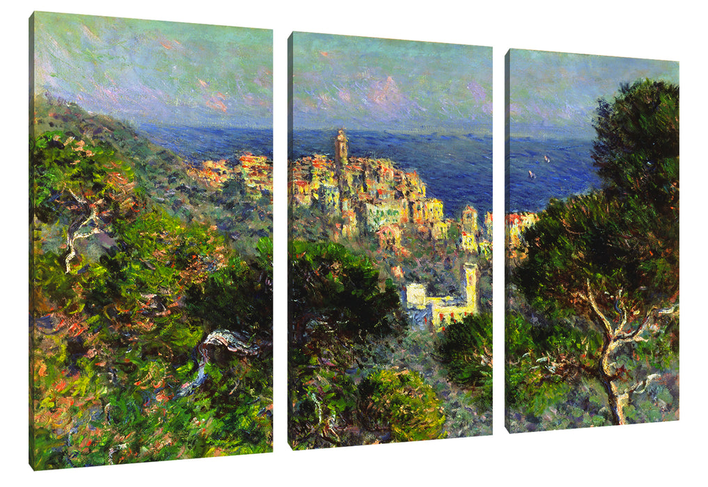 Claude Monet - Aussicht von Bordighiera Leinwanbild 3Teilig