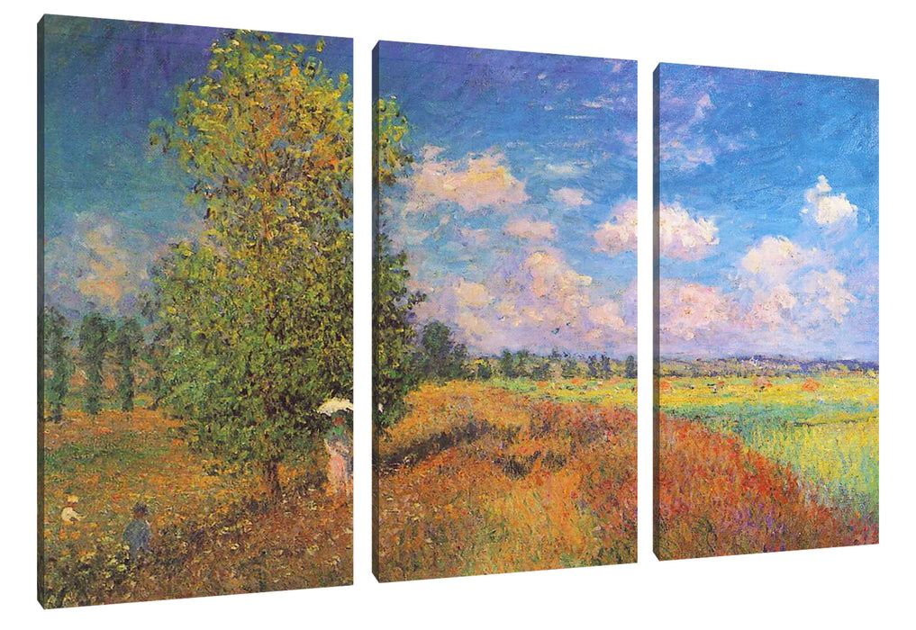 Claude Monet - Mohnfeld im Sommer Leinwanbild 3Teilig