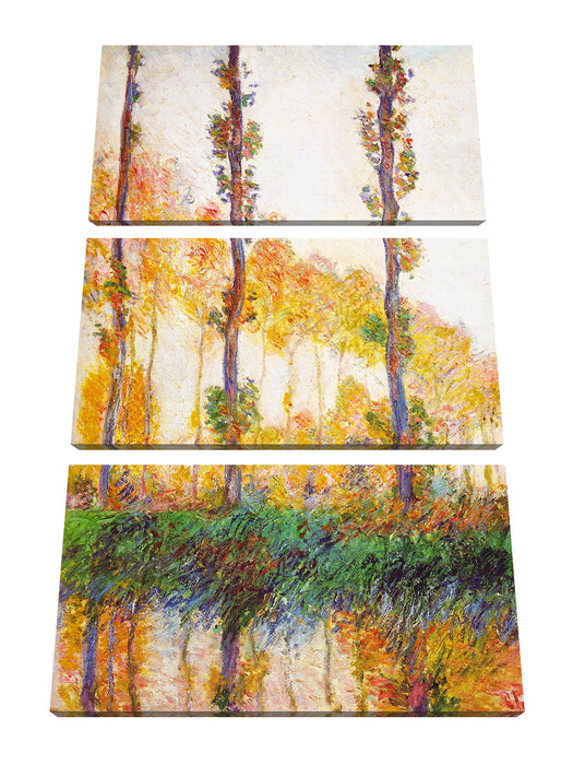 Claude Monet - Pappeln im Herbst  Leinwanbild 3Teilig