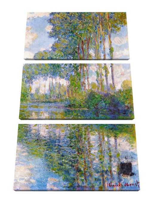 Claude Monet - Pappeln an der Epte I  Leinwanbild 3Teilig