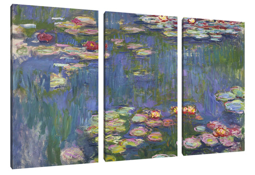Claude Monet - Seerosen  V Leinwanbild 3Teilig