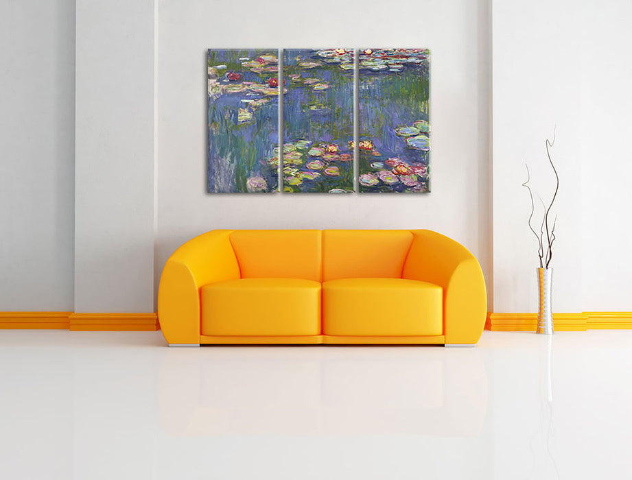 Claude Monet - Seerosen  V Leinwandbild im Wohnzimmer 3Teilig