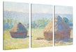 Claude Monet - Heuschober Sommerende  Leinwanbild 3Teilig