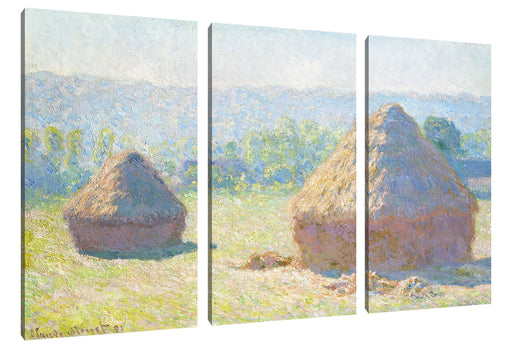 Claude Monet - Heuschober Sommerende  Leinwanbild 3Teilig