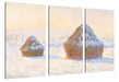 Claude Monet - Heuschober Schneeeffekt  Leinwanbild 3Teilig