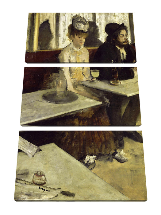 Edgar Degas - In eine Café  Leinwanbild 3Teilig