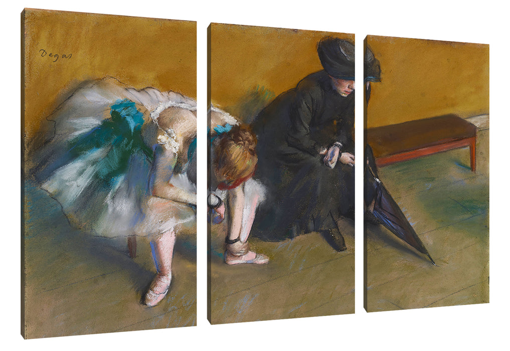 Edgar Degas - Warten Leinwanbild 3Teilig