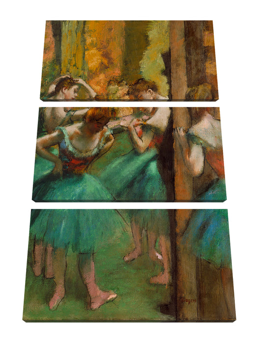 Edgar Degas - Tänzerinnen pink und grün  Leinwanbild 3Teilig