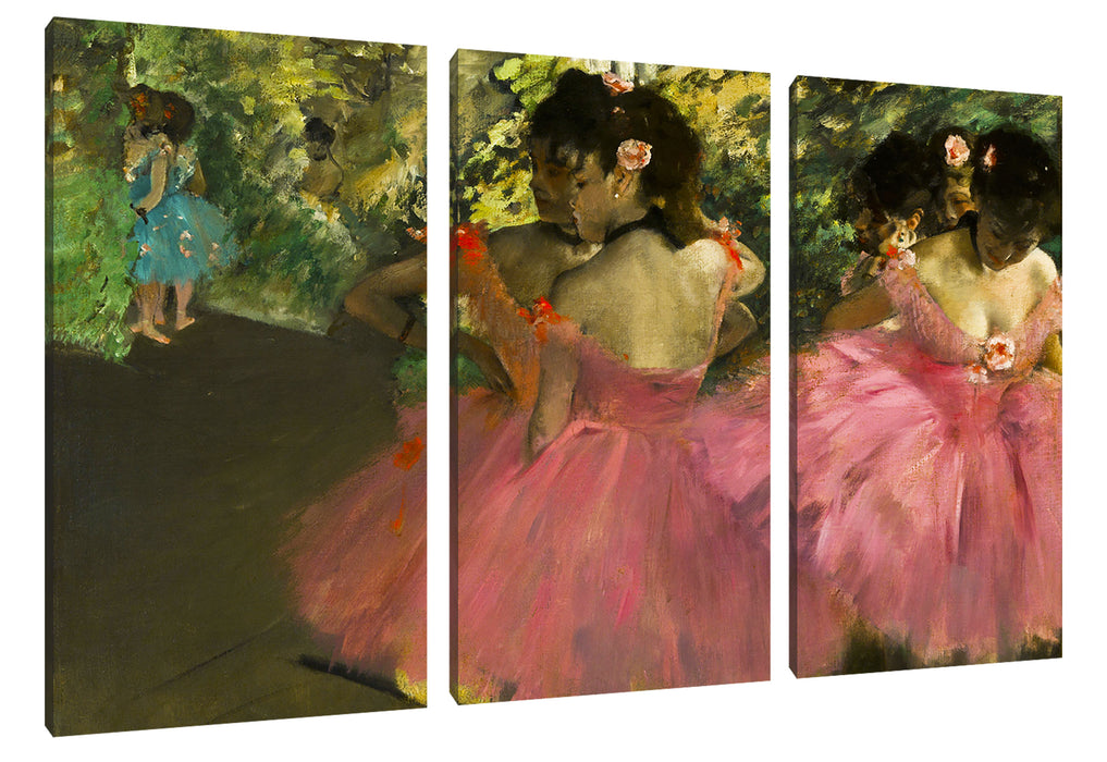 Edgar Degas - Die pinken Tänzerinnen vor dem Ballet  Leinwanbild 3Teilig