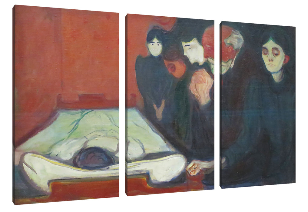 Edvard Munch - Am Totenbett Leinwanbild 3Teilig