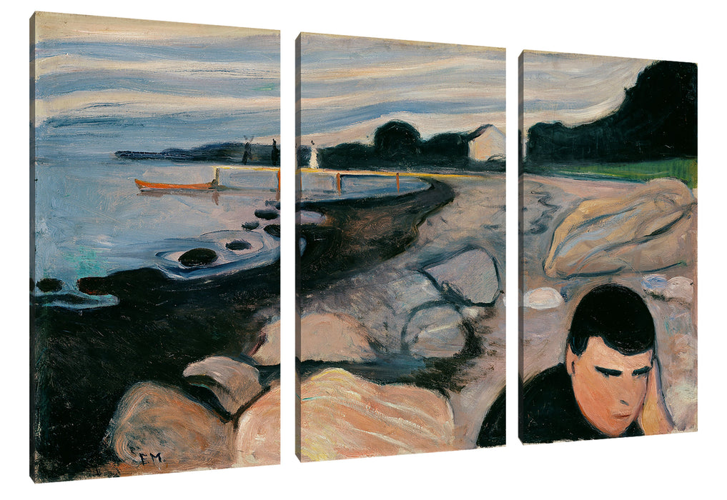 Edvard Munch - Melancholie  Leinwanbild 3Teilig