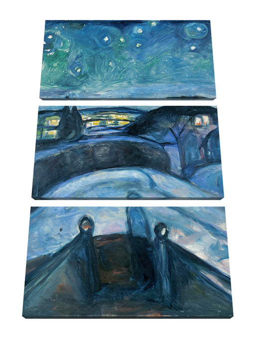 Edvard Munch - Sternennacht  Leinwanbild 3Teilig