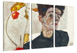Egon Schiele - Selbstportrait mit Physalis Leinwanbild 3Teilig