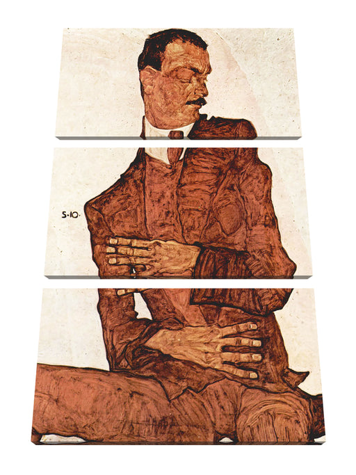 Egon Schiele - Portrait von Arthur Rössler  Leinwanbild 3Teilig