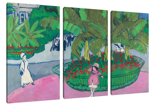 Ernst Ludwig Kirchner - DAS BOSKETT: ALBERTPLATZ IN DRESDEN  Leinwanbild 3Teilig