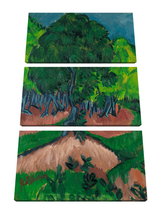 Ernst Ludwig Kirchner - Landschaft mit Maronenbaum  Leinwanbild 3Teilig