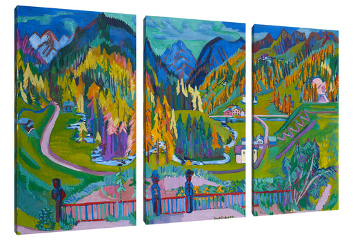 Ernst Ludwig Kirchner - Sertig-Tal im Herbst   Leinwanbild 3Teilig