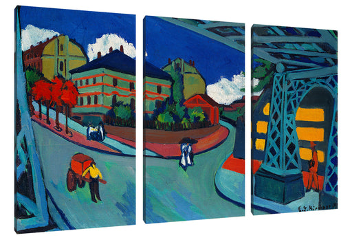 Ernst Ludwig Kirchner - Eisenbahnüberführung Löbtauer Leinwanbild 3Teilig