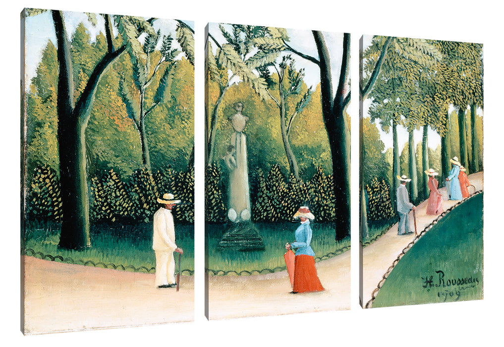 Henri Rousseau - Die Luxemburg Gärten - Shopin-Monument Leinwanbild 3Teilig