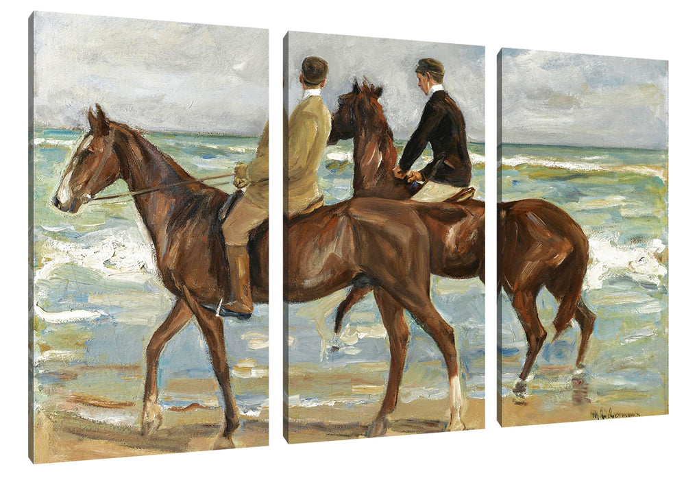 Max Liebermann - Zwei Reiter am Strand  Leinwanbild 3Teilig