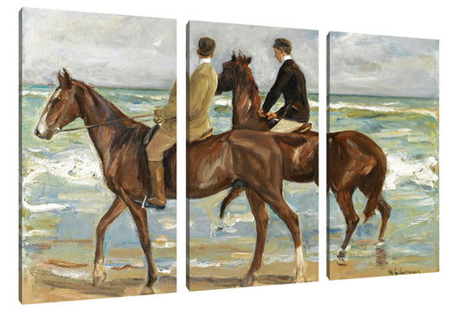 Max Liebermann - Zwei Reiter am Strand  Leinwanbild 3Teilig