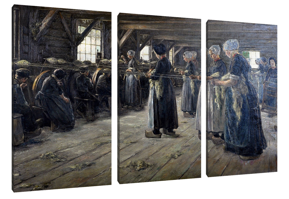 Max Liebermann - Flachsscheuer in Laren  Leinwanbild 3Teilig