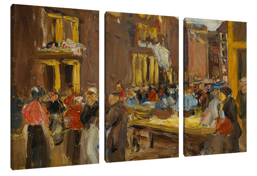 Max Liebermann - Judengasse in Amsterdam Leinwanbild 3Teilig