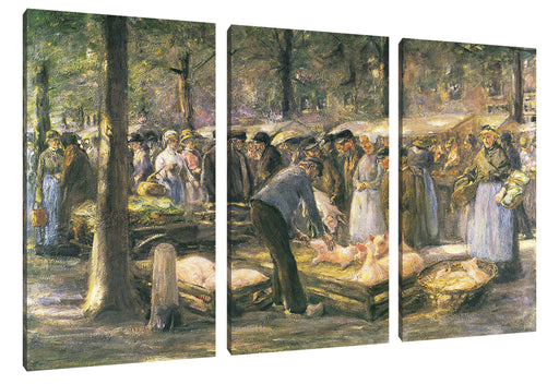 Max Liebermann - Schweinemarkt in Haarlem Leinwanbild 3Teilig