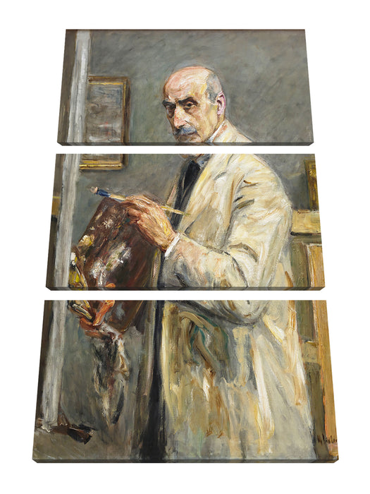 Max Liebermann - Selbstportrait mit Pinsel  Leinwanbild 3Teilig