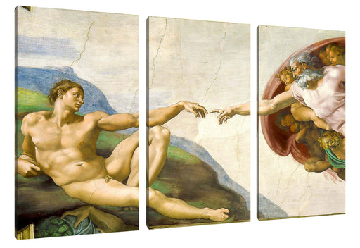 Michelangelo - Die Erschaffung Adams Leinwanbild 3Teilig