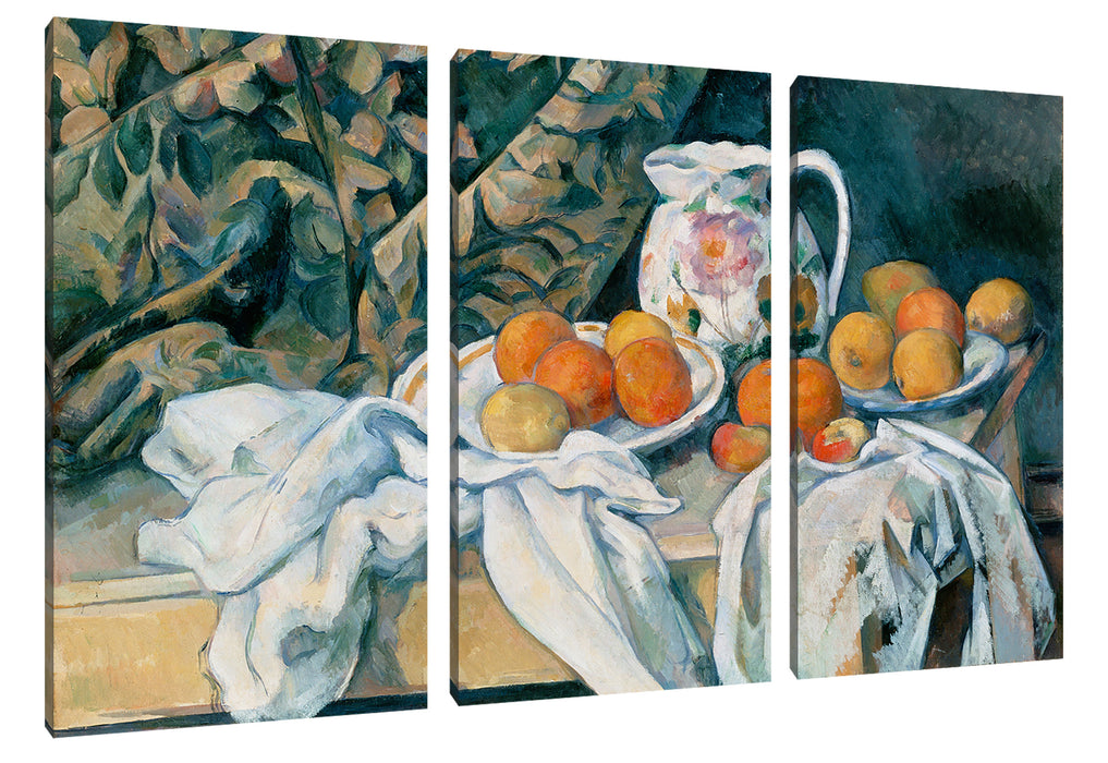 Paul Cézanne - Stillleben mit Vorhang Leinwanbild 3Teilig