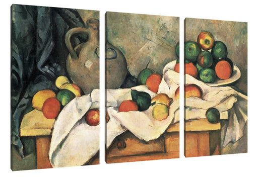 Paul Cézanne - Stillleben mit Vorhang Krug und Obstsc Leinwanbild 3Teilig