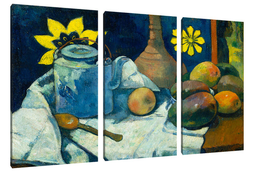 Paul Gauguin - Stillleben mit Tee-Kanne und Früchten  Leinwanbild 3Teilig