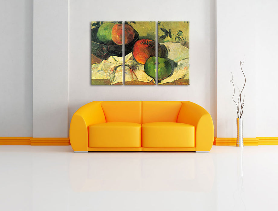 Paul Gauguin - Stillleben Äpfel und Schale  Leinwandbild im Wohnzimmer 3Teilig