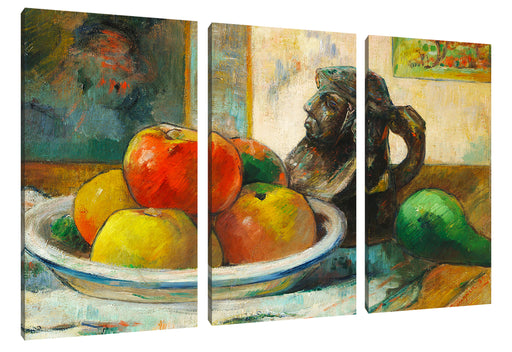 Paul Gauguin - Stillleben mit Äpfeln Birne und Keramik Leinwanbild 3Teilig