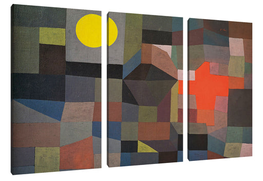 Paul Klee - Feuer bei Vollmond  Leinwanbild 3Teilig