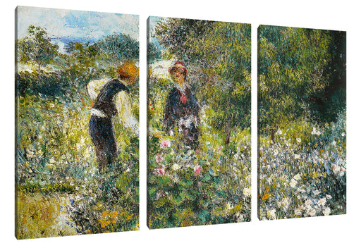 Pierre-Auguste Renoir - Blumen pflücken  Leinwanbild 3Teilig