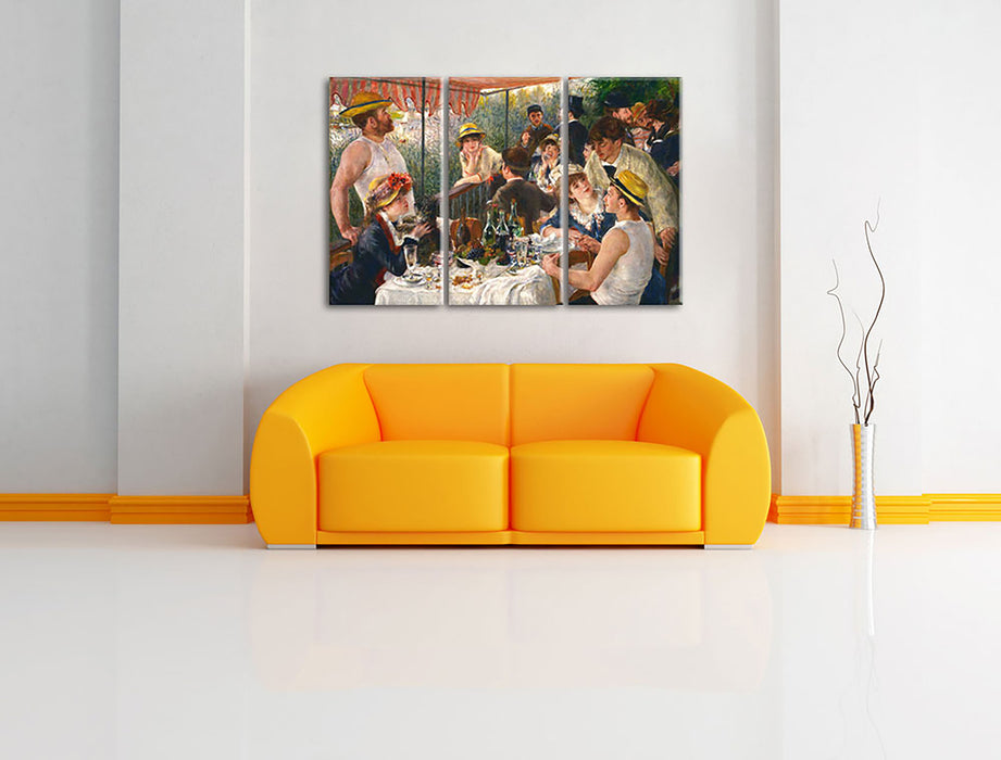 Pierre-Auguste Renoir - Die Mahlzeit der Ruderer Leinwandbild im Wohnzimmer 3Teilig