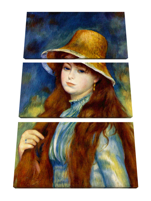 Pierre-Auguste Renoir - Mädchen mit Strohhut  Leinwanbild 3Teilig