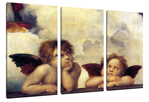 Raffael - Sixtinische Madonna zwei Engel Leinwanbild 3Teilig