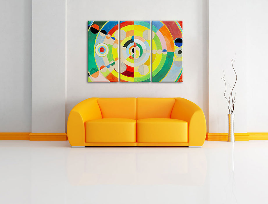 Robert Delaunay - Relief Disques  Leinwandbild im Wohnzimmer 3Teilig