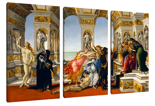 Sandro Botticelli - Die Verleumdung des Apelles  Leinwanbild 3Teilig