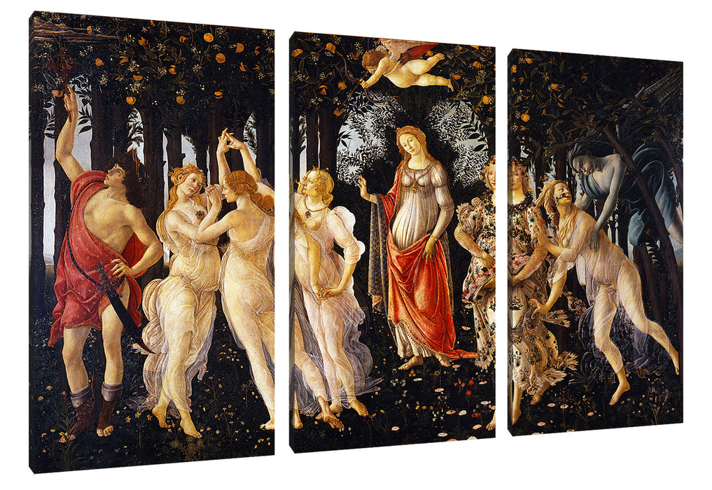 Sandro Botticelli - Frühling Primavera Leinwanbild 3Teilig