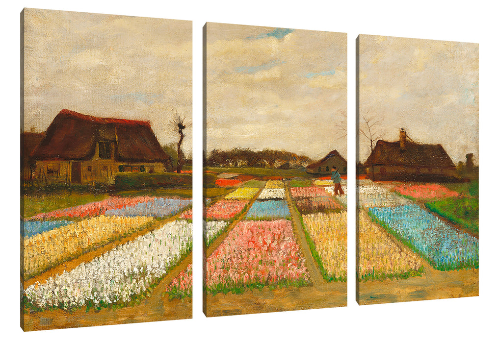 Vincent Van Gogh - Blumenbeete in Holland  Leinwanbild 3Teilig