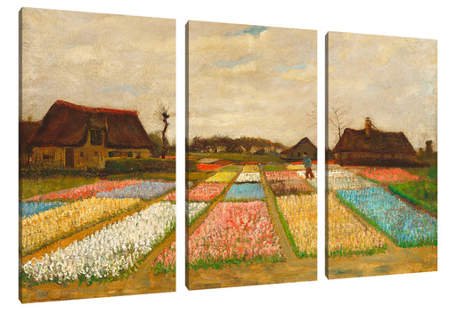 Vincent Van Gogh - Blumenbeete in Holland  Leinwanbild 3Teilig