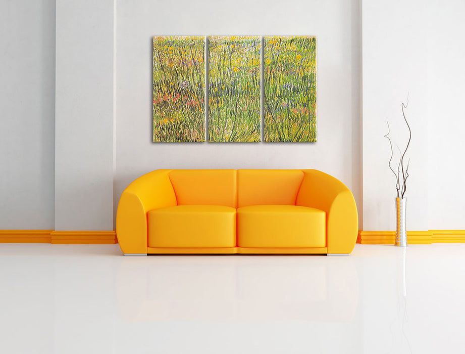 Vincent Van Gogh - Gras-Stelle  Leinwandbild im Wohnzimmer 3Teilig