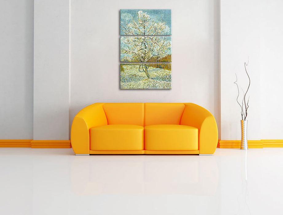 Vincent Van Gogh - Der pinke Pfirsischbaum  Leinwandbild im Wohnzimmer 3Teilig